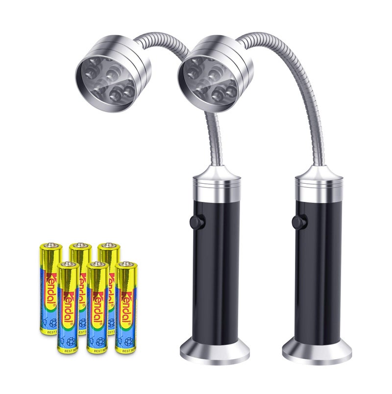 FIREOR Barbecue Grill Light Grilling Accessories for Outdoor, BBQ Magnetic LED Lights Flexible Gooseneck Weather Resistant, Men Dad Gifts Batteries Included 2 Pack (Black) - Image 1